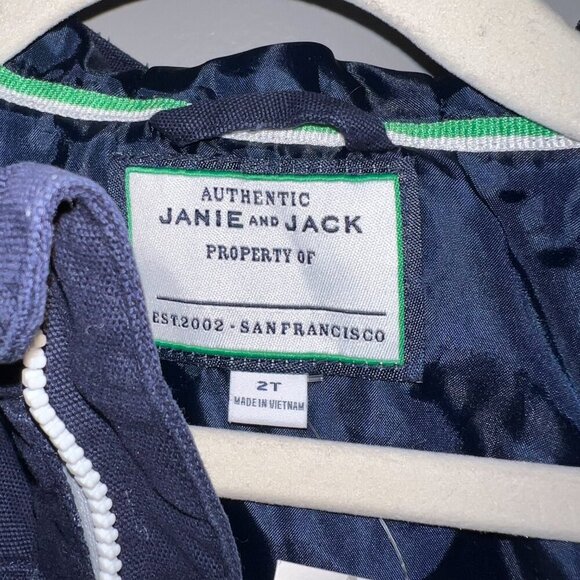 NWT Janie and Jack Hooded Canvas Jacket Navy Size 2T - Picture 4 of 7
